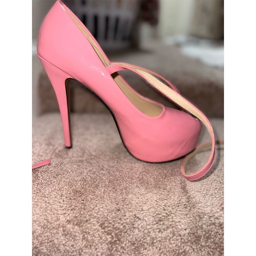 Pink Patent Cross-Strap Platform Heels - Picture 13 of 16